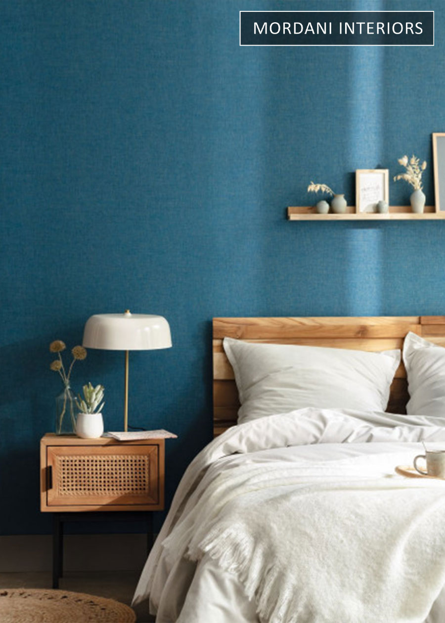 Blue Linen French Wallpaper
